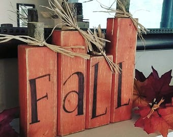 Rustic Wood Pumpkin Blocks: Handmade Fall Harvest Decor