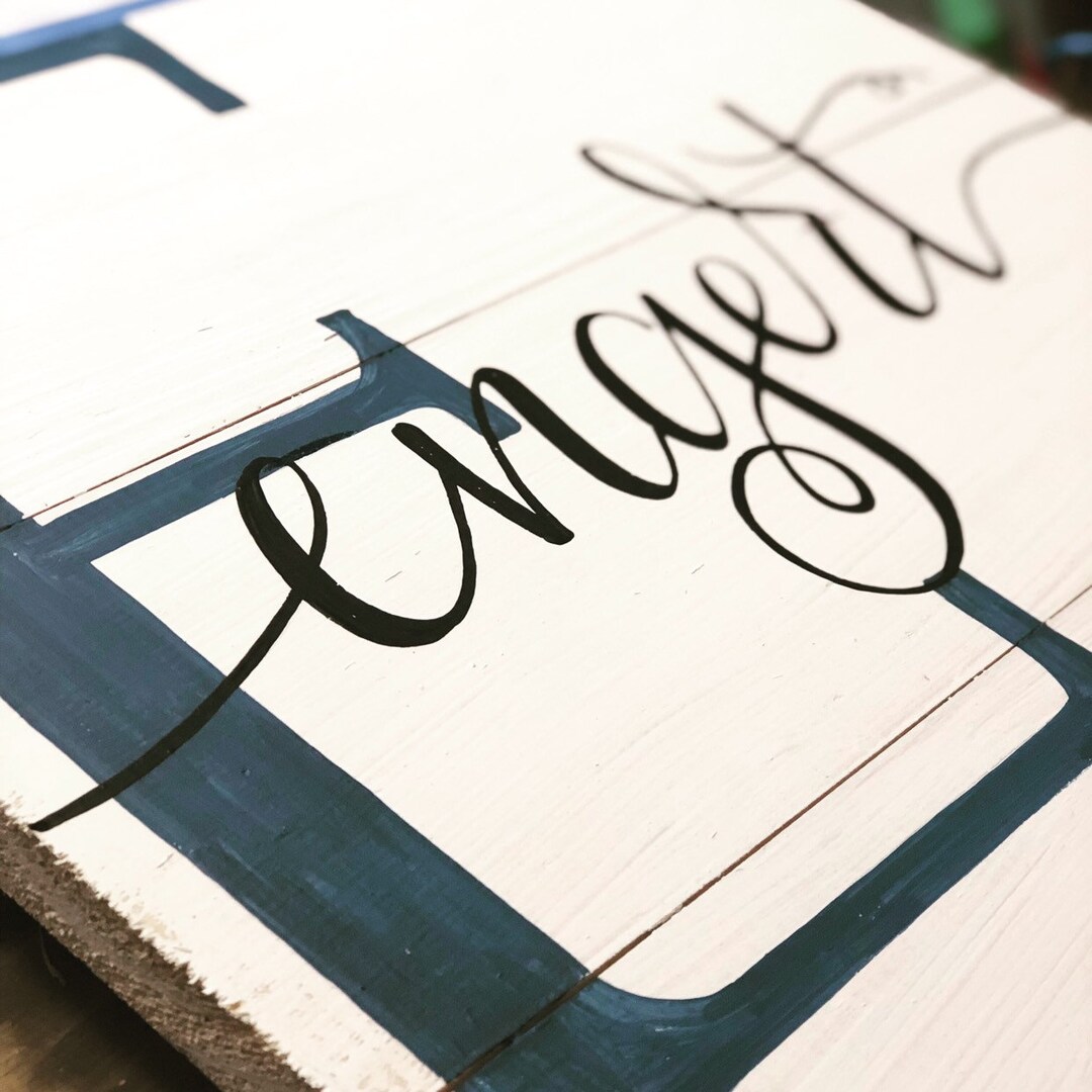 Hand Lettered Last Name Wood Sign: Distressed Wedding Decor - Etsy
