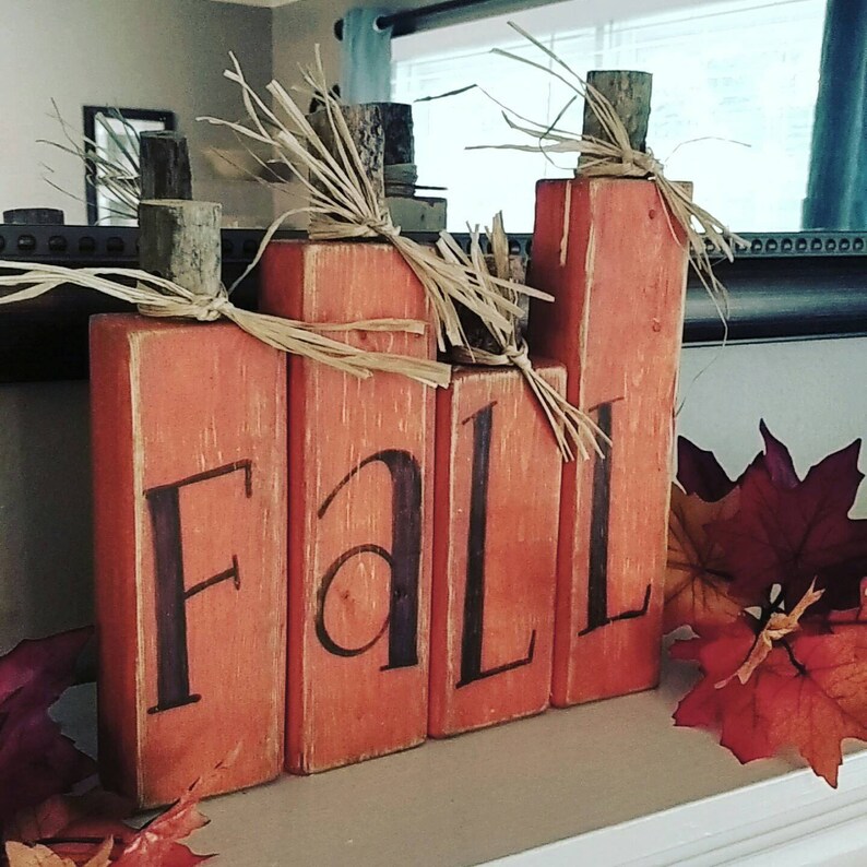 Wood Pumpkins Fall Decor Block Pumpkins Pumpkin Decor Wood Etsy
