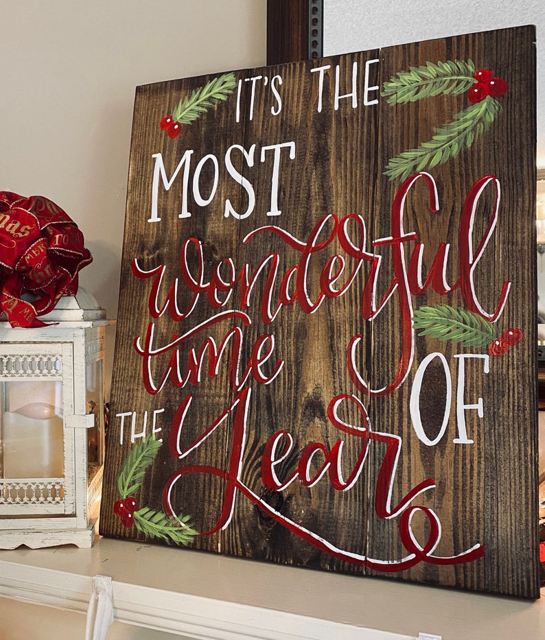 Christmas wood sign, Christmas sign, wood signs sayings, wood signs, It's the most wonderful time of the year sign, Christmas wooden signs image 10