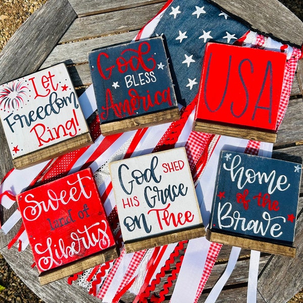 Patriotic wood sign, USA sign, Americana sign, 4th of July sign, America decor, patriotic tiered tray, USA decor, American wood sign