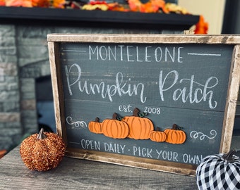 Personalized Family Name Pumpkin Patch Sign: Rustic Fall Decor