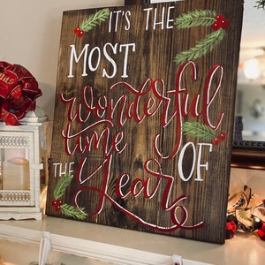 Christmas wood sign, Christmas sign, wood signs sayings, wood signs, It's the most wonderful time of the year sign, Christmas wooden signs image 9