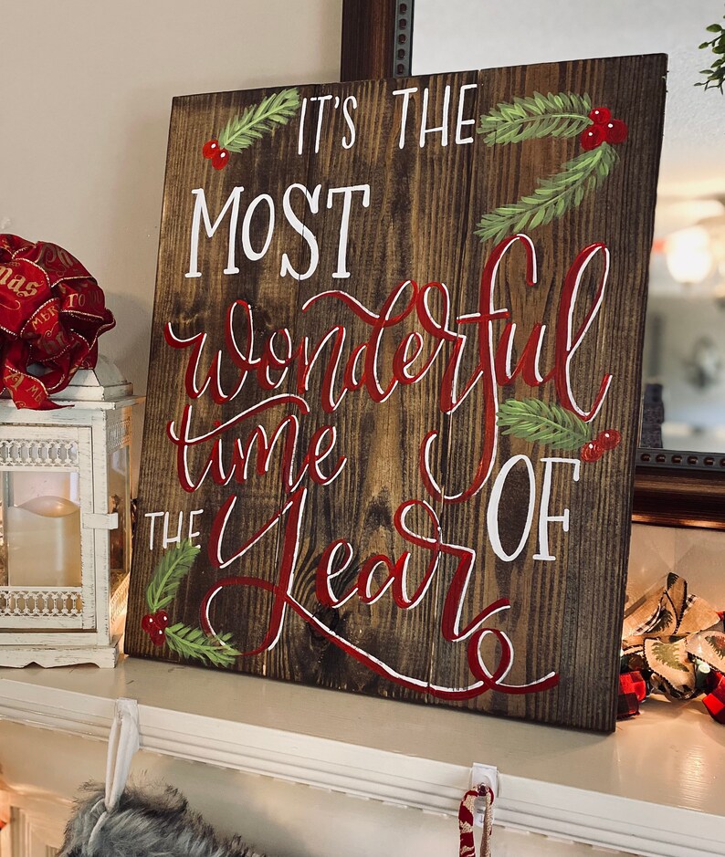 Christmas wood sign, Christmas sign, wood signs sayings, wood signs, It's the most wonderful time of the year sign, Christmas wooden signs image 9