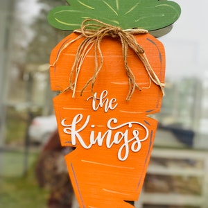 Personalized Carrot Door Hanger: 3D Easter Spring Decor