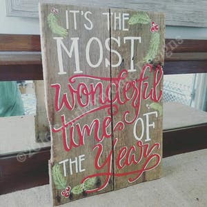 Christmas wood sign, Christmas sign, wood signs sayings, wood signs, It's the most wonderful time of the year sign, Christmas wooden signs image 5