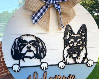 Custom Dog Door hanger, personalized dog sign, custom dog sign, dog lover gifts, dog welcome sign, customized dog sign, dog door sign