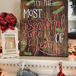 Christmas wood sign, Christmas sign, wood signs sayings, wood signs, It's the most wonderful time of the year sign, Christmas wooden signs