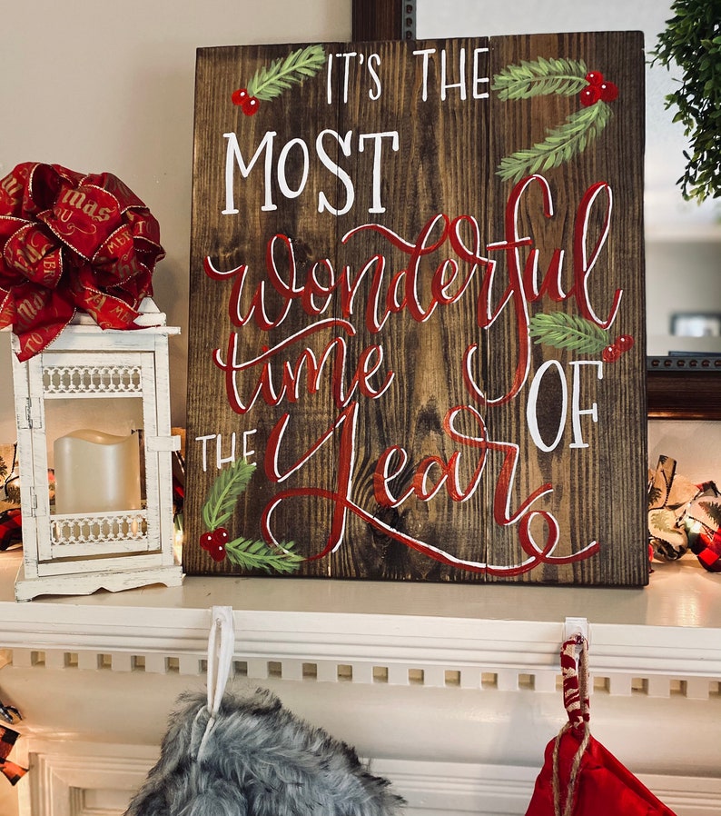 Christmas wood sign, Christmas sign, wood signs sayings, wood signs, It's the most wonderful time of the year sign, Christmas wooden signs image 1