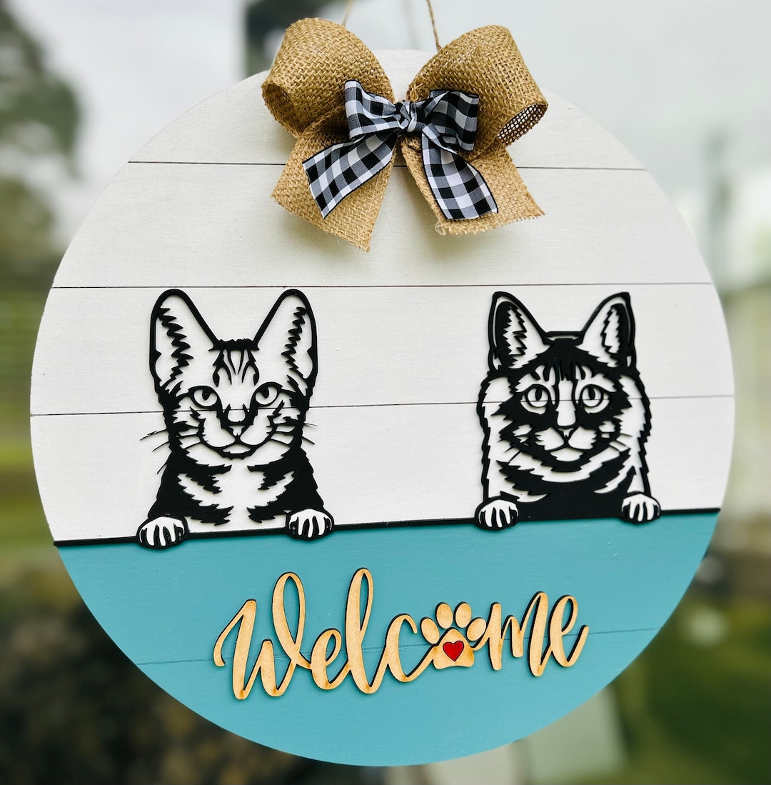 Custom Cat Door Hanger, Personalized Cat Sign, Custom Cat Sign, Cat Lover Gifts, Cat