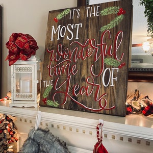 Christmas wood sign, Christmas sign, wood signs sayings, wood signs, It's the most wonderful time of the year sign, Christmas wooden signs image 2