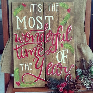 Christmas wood sign, Christmas sign, wood signs sayings, wood signs, It's the most wonderful time of the year sign, Christmas wooden signs image 3