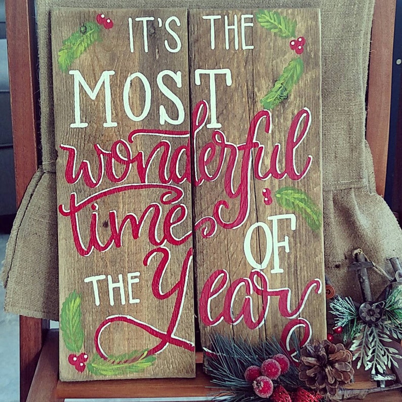 Christmas wood sign, Christmas sign, wood signs sayings, wood signs, It's the most wonderful time of the year sign, Christmas wooden signs image 3