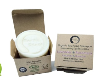 Certified Organic Solid Shampoo | Lavender Rosemary | Normal Dry Hair | Vegan Zero Waste