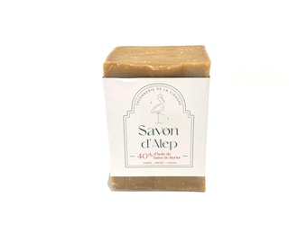 Jabón de Alepo con 40 % de aceite de laurel – Jabón natural hecho a mano – Para pieles sensibles y con tendencia al acné – Vegano – Siria
