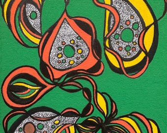 Original Acrylic Painting: Serpent Dreams, Emerald Green Abstract Art