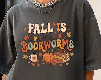 Fall Is For Bookworms Shirt, Retro Book Lover Tee, Cozy Autumn Reader Sweatshirt, Vintage Bookish Graphic, Bookworm Gift