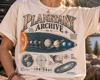Vintage Solar System Shirt, Retro Astronomy Graphic Tee, Outer Space Planet Tshirt, Celestial Science Teacher Gift, Astronomy Lover Top