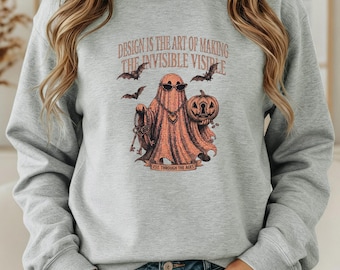 Vintage Ghost Halloween Shirt, Graphic Designer Tee, Sassy Spooky Season Tshirt, Retro Gothic Fall Clothing, Artist Ghost Lover Gift