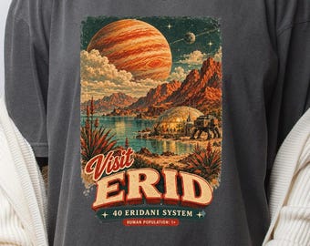 Project Hail Mary Shirt, Retro Sci Fi Bookish Tee, Visit 40 Eridani Travel Poster T-Shirt, Andy Weir Reader Gift, Space Humor Sweatshirt