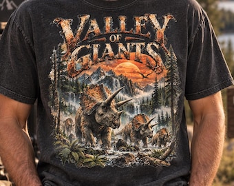 Triceratops Dinosaur Shirt, Prehistoric Valley Graphic Tee, Paleontology Lover Sweatshirt, Vintage Jurassic Nature Tshirt, Dino Fan Gift