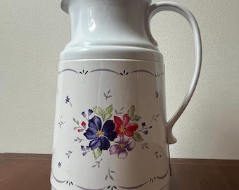 Vintage Insulated Carafe with Colorful Flowers