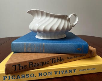 Vintage Bone White Ironstone Gravy Boat
