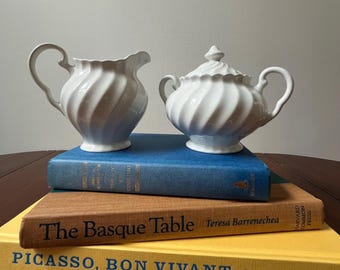 Johnson Brothers Snowhite Regency Ironstone Sugar Bowl and Creamer Set