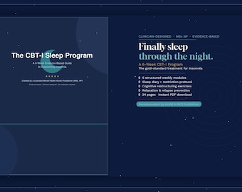 CBT-i Sleep Program Workbook | Insomnia Workbook Without Medication | Sleep Therapy Printable | Evidence Based PDF Download