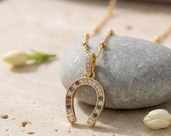 Smalllest 18K Gold Plated Horseshoe Pendant Necklace, Girf for Her,  Horse Lover Gift, Jockey Gift,  Horse Rider Gift, Cowbow Gift,