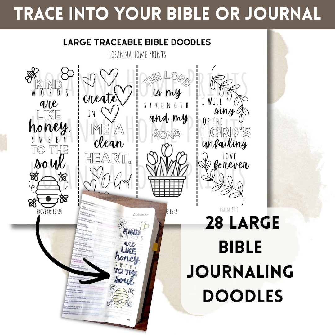 Large Traceable Bible Doodles, Scripture Journaling Tool, PDF Download - Etsy