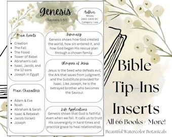 66 Books Bible Tip-Ins | Journaling Study Cards (Digital Download) Loaded Bible