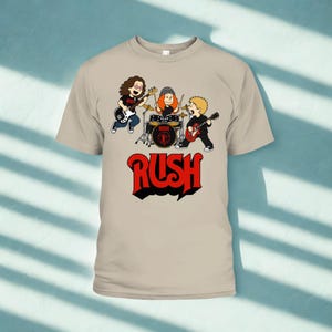 RUSH Peanuts-stilskjorta, Geddy Lee Alex Lifeson Anika Nilles-tröja, progressiv rock-tecknad t-shirt, klassisk rockmusikpresent till fans