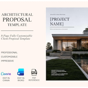 Plantilla de propuesta arquitectónica para arquitectos / Canva y Word