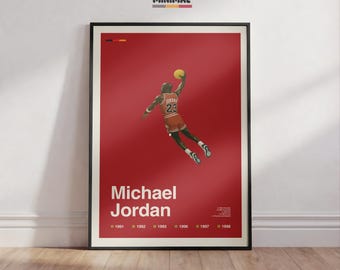 Michael Jordan Poster Print, Minimal Basketball Wall Art Decor