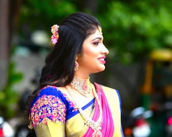 Elegant Bridal Aari Work Blouse | Designer Silk Bridal Blouse | Customized South Indian Wedding Blouse