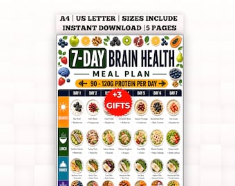 脳を活性化させる食事プラン｜印刷可能｜認知機能サポート栄養ガイド｜デジタルダウンロード