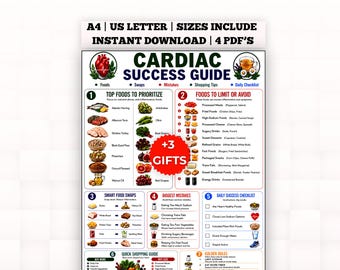 Cardiac Guide | Printable | Heart Healthy Food List | Digital Download