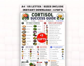 コルチゾールガイド｜印刷可能｜ストレス軽減食品リスト｜デジタルダウンロード