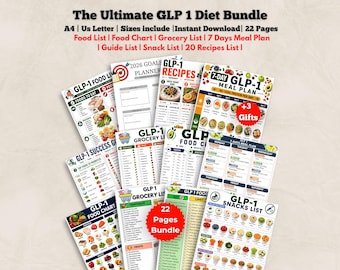 GLP 1 食品リストバンドル | 記入・印刷可能 | 食欲コントロールガイド | デジタルダウンロード