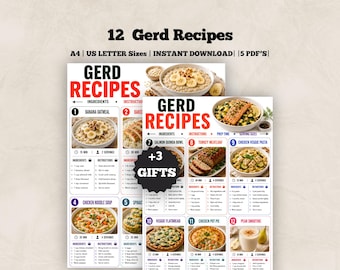 逆流性食道炎（GERD）レシピ｜印刷可能｜逆流性食道炎に優しい食事ガイド｜デジタルダウンロード