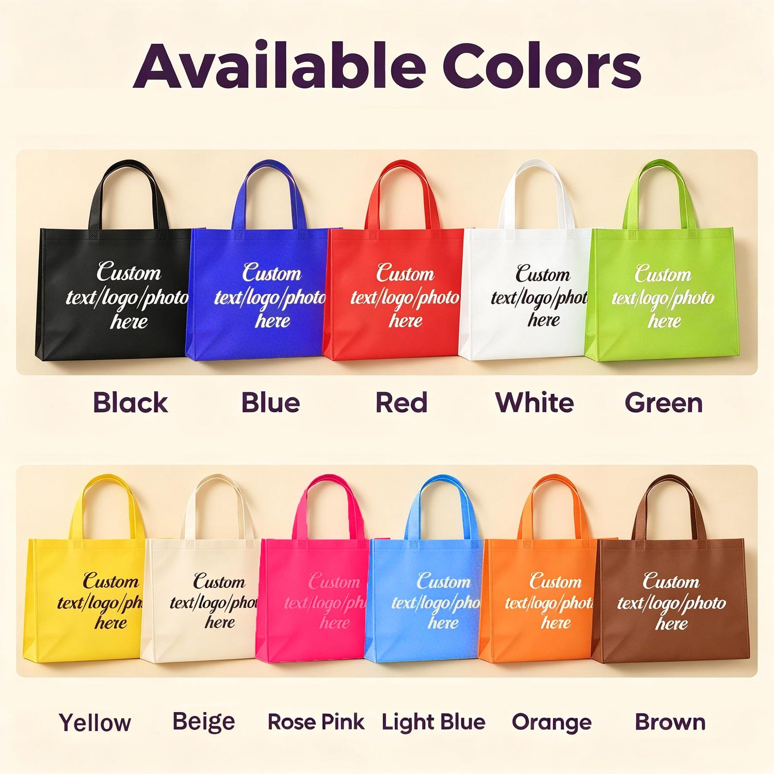 Custom Non Woven Tote Bag Reusable Shopping Bags - Print Logo Text ...