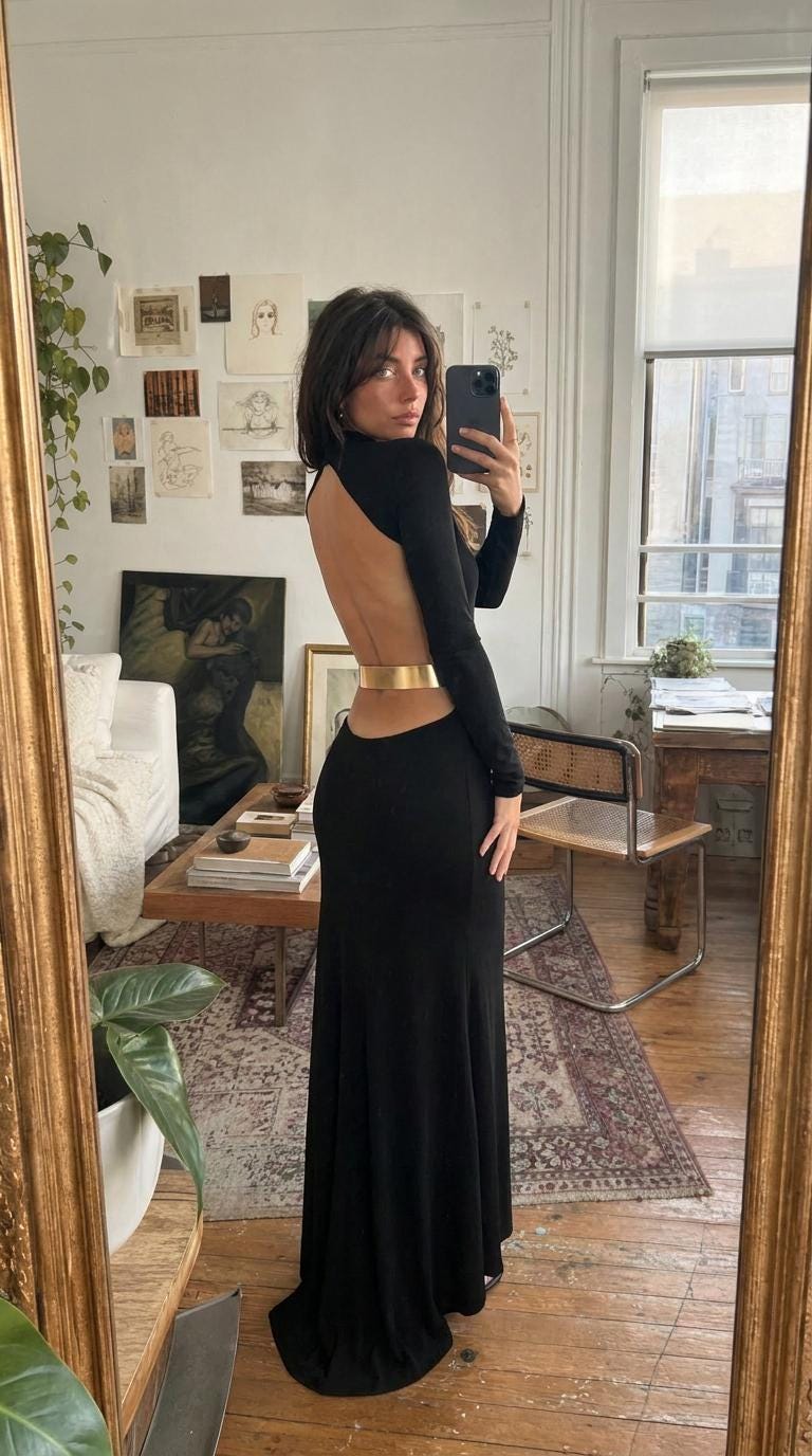 Black and Gold Dress Long S - Etsy