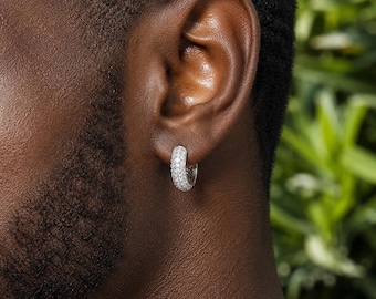 Orecchini a cerchio unisex con zirconi, stile streetwear, perfetti per le coppie, audaci orecchini a cerchio argento e oro, regalo di gioielli coordinati, accessori per le orecchie di tendenza