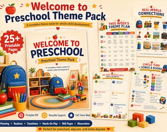Willkommen zum Vorschul-Themenpaket, druckbare Vorschulaktivitäten, Schulanfang, Kindergartenplanung, PreK-Arbeitsblätter, Circle Time