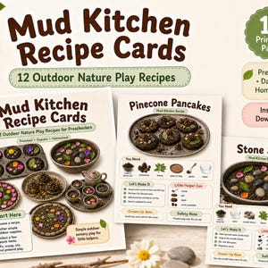 Mud Kitchen Recipe Cards, Outdoor Nature Play for Preschoolers (PDF Download)