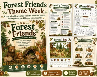 Waldfreunde Vorschul-Themenwoche, Waldtiere Aktivitäten zum Ausdrucken, Waldtier-Unterrichtsplan, Naturjagd, Tagesstätten-Lehrplan PDF
