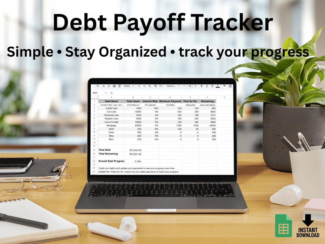 Debt Payoff Tracker | Google Sheets Budget Tool (digital Download) - Etsy