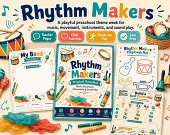 Musik-Themenwoche für Vorschule, Rhythmusmacher, Stundenplan für Musik, Musik, Bewegung, Instrumentenbau, Lehrplanpaket für Kindergarten und Vorschule