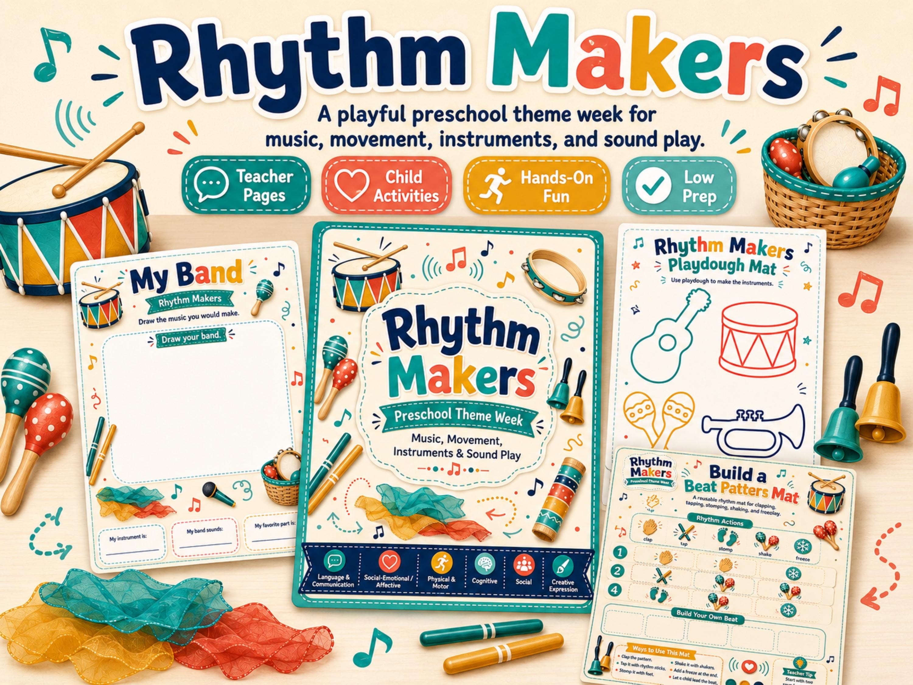Preschool Rhythm Makers Music Theme Week, Movement Activities,…